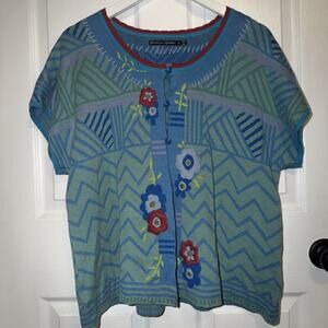 Gudrun Sjoden Women’s Colorful Embroidered Cardigan Size M Medium